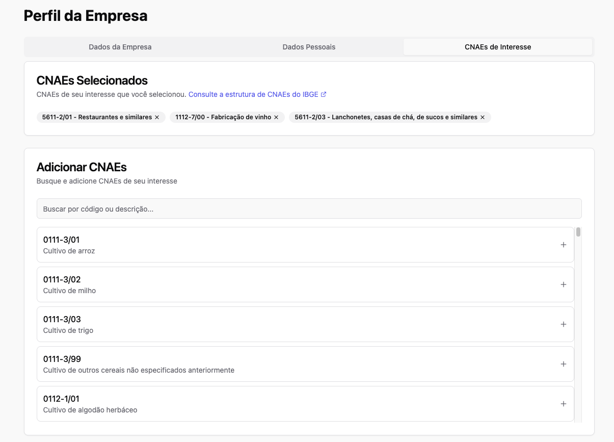Imagem da página de personalização de perfil